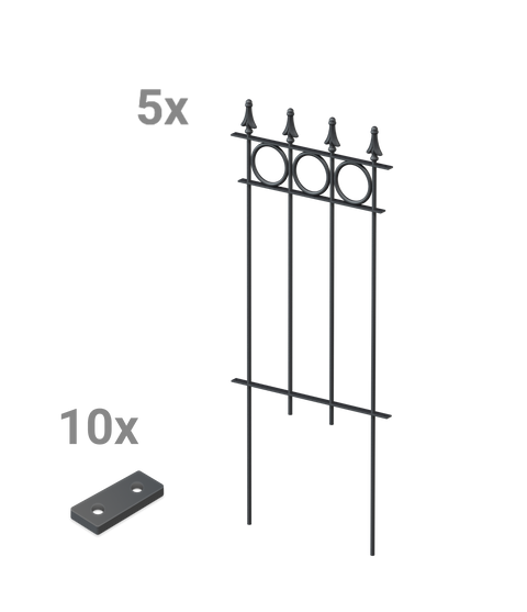 Steckzaun Belluno als Set in pulverbeschichtet Anthrazit als 3D-Modell