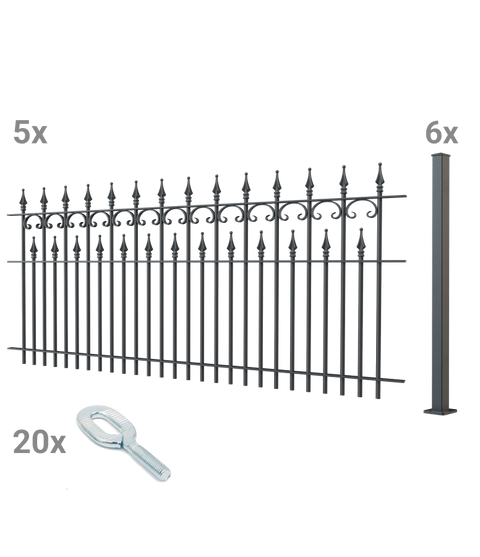 Zaunset Lugano zum Aufschrauben als 3D-Modell | Pulverbeschichtet anthrazit