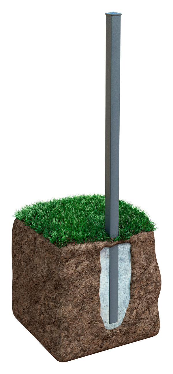 Zeichnung Einbetonierung Pfosten | Pulverbeschichtet Anthrazit