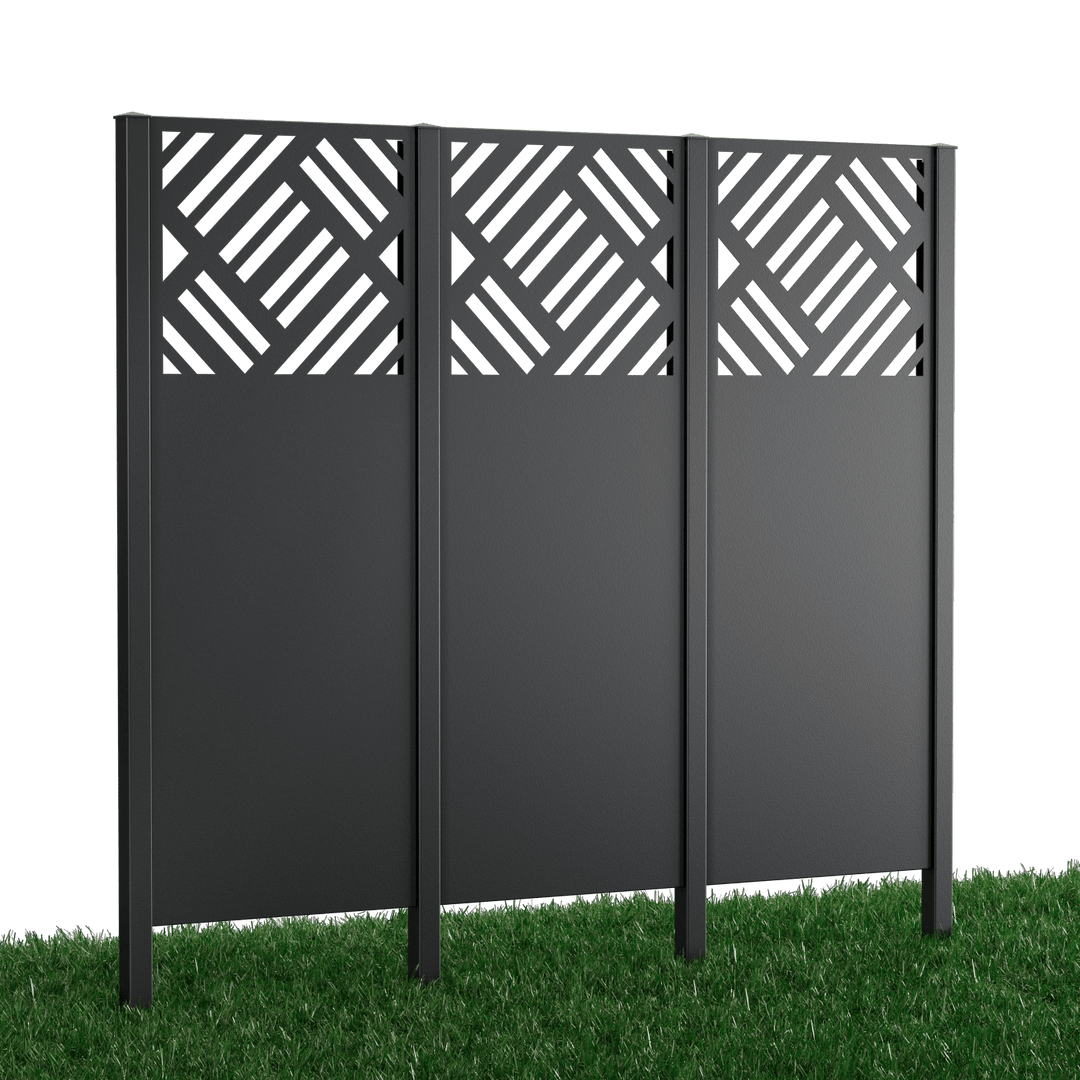 Metallsichtschutz Amato 3er Set zum Einbetonieren Modell | Pulverbeschichtet Anthrazit