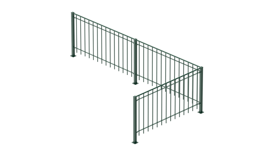 Geländer Padua als 3D-Modell | Pulverbeschichtet Sonderfarbe RAL 6005 Moosgrün