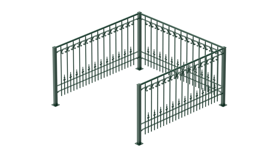 Geländer Lucca als 3D-Modell | Pulverbeschichtet Sonderfarbe RAL 6005 Moosgrün
