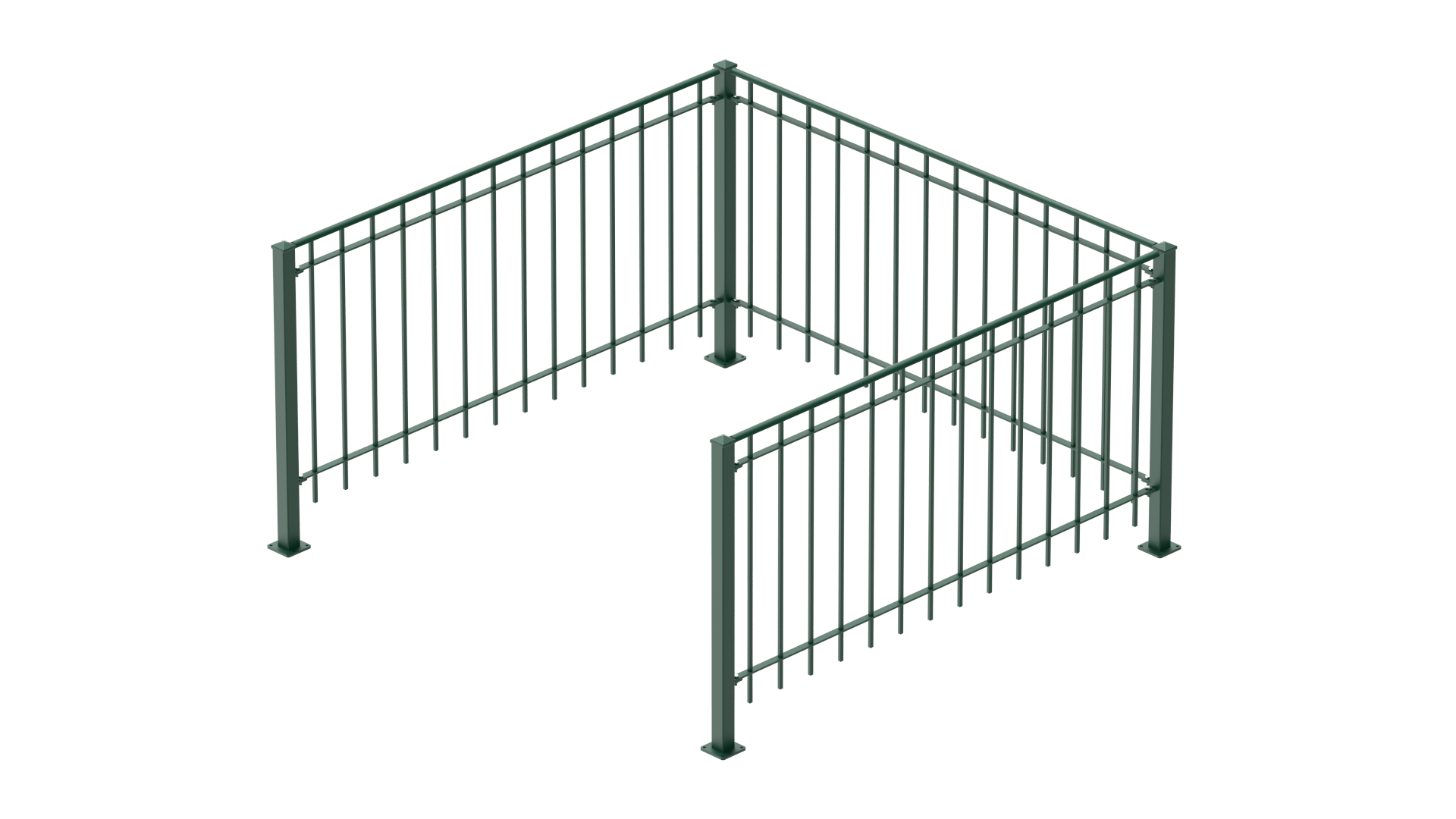 Geländer Padua als 3D-Modell | Pulverbeschichtet Sonderfarbe RAL 6005 Moosgrün