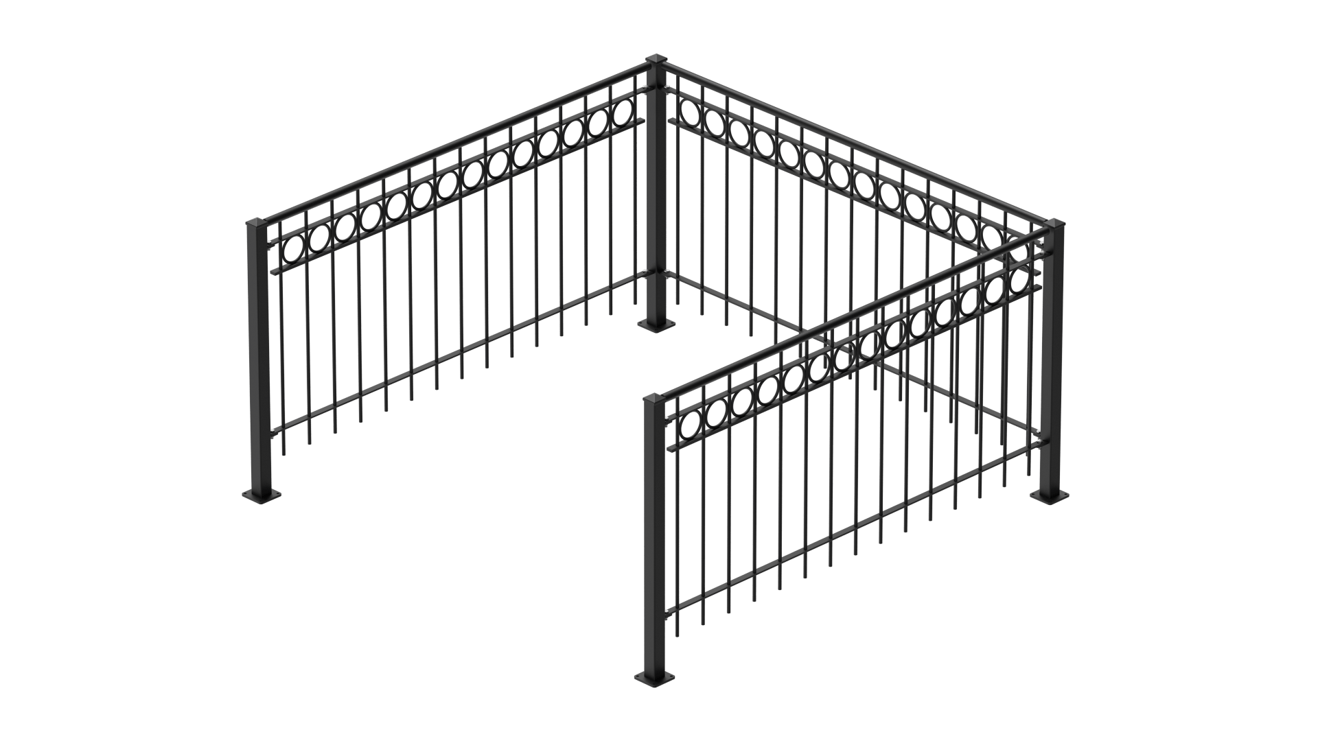 Geländer Belluno als 3D-Modell | Pulverbeschichtet Sonderfarbe RAL 9005 Tiefschwarz