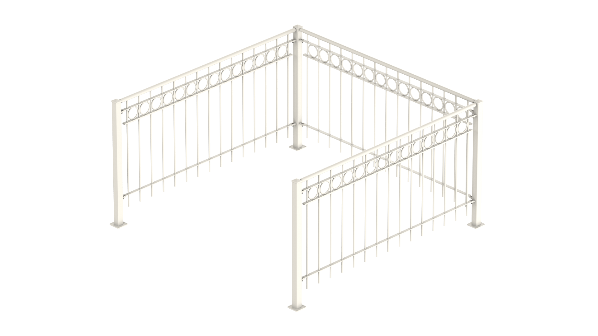 Geländer Belluno als 3D-Modell | Pulverbeschichtet Sonderfarbe RAL 9010 Reinweiß