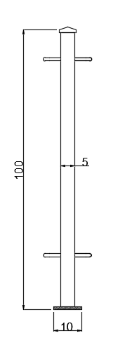 Technische Zeichnung Zwischenpfosten zum Aufschrauben