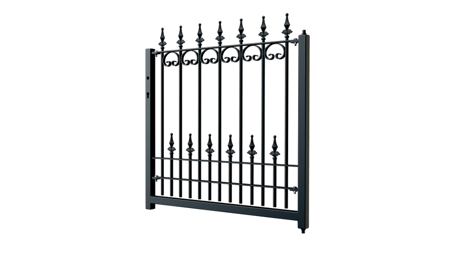 Gartentor Lucca als 3D Modell | Pulverbeschichtet Sonderfarbe RAL 9005 Tiefschwarz