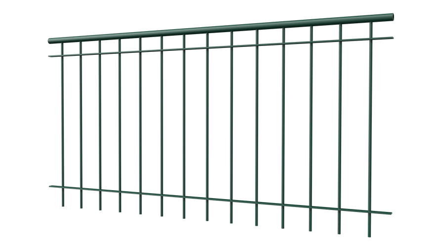 Geländer Ancona als 3D-Modell | Pulverbeschichtet Sonderfarbe RAL 6005 Moosgrün