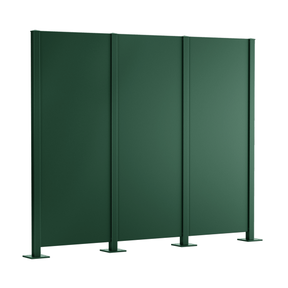 Metallsichtschutz Pesa 3er Set zum Aufschrauben als 3D-Modell | Pulverbeschichtet Sonderfarbe RAL 6005 Moosgrün