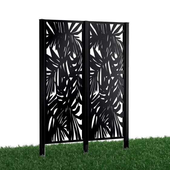 Metallsichtschutz Tanaro 2er Set zum Einbetonieren Modell | Pulverbeschichtet RAL 9005 Tiefschwarz